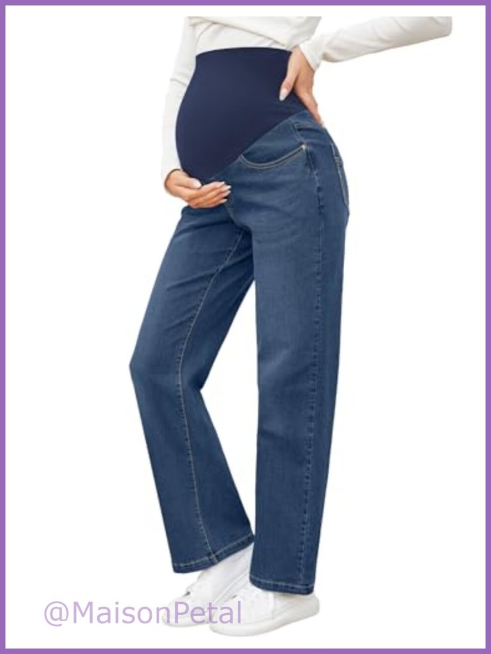 Maternity Jeans Straight Leg Relaxed Fit Over Belly Pregnancy Denim Pants with